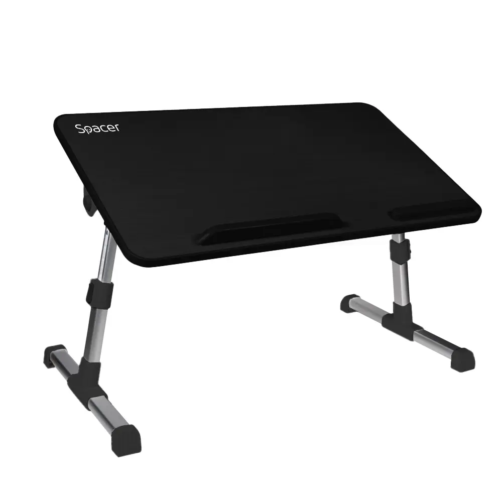 MASUTA SPACER notebook 17″, 52x30x1.2cm, inaltime reglabila 24-32cm, inclinare ajustabila pana la 30grade, stopper laptop, armrest/opritor mouse silicon, Negru,  „SPNS-TABLE-BK”