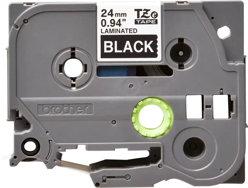 Bandă Laminată Brother TZe-355, Alb pe Negru, 24mm