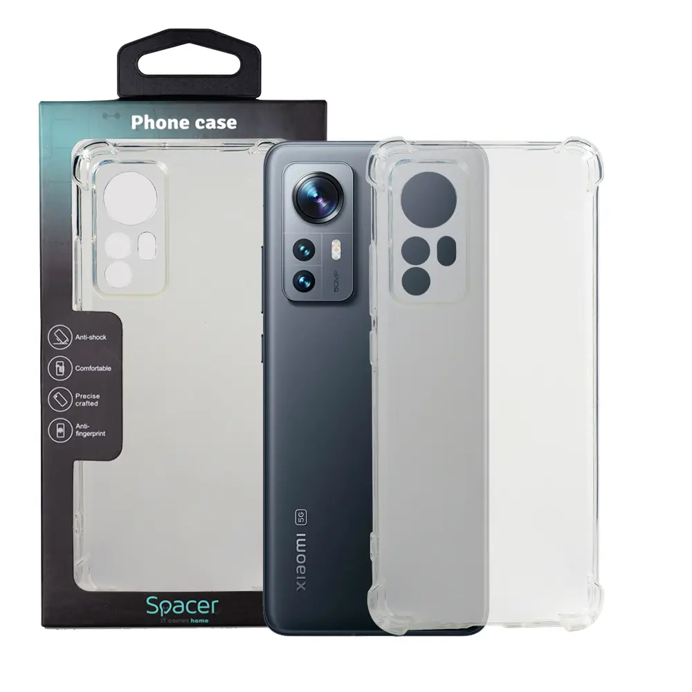 Husa Xiaomi 12 Spacer, transparenta, grosime 1.5mm, protectie suplimentara antisoc la colturi, material flexibil TPU „SPPC-XI-12-CLR”
