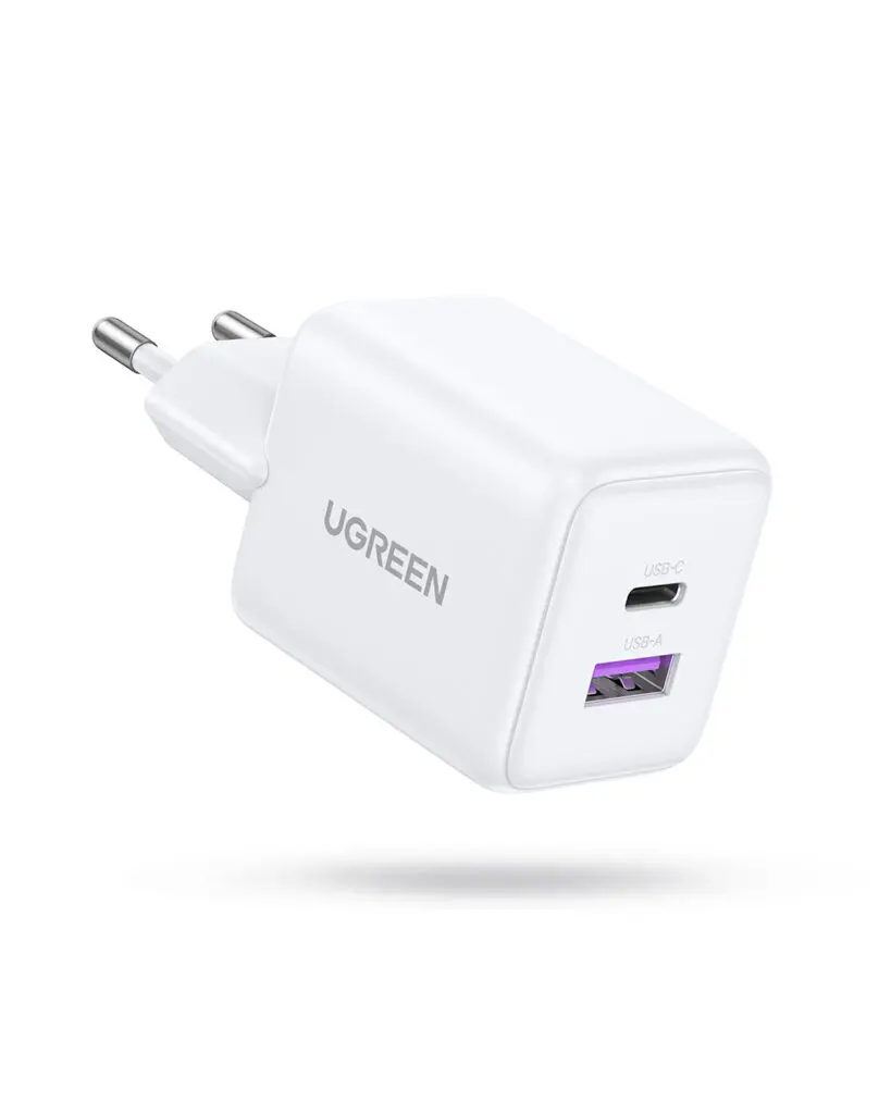 INCARCATOR retea Ugreen GaN „X516” Quick Charge 30W, 1 x USB Type-C, 1 x USB, alb „65015” (timbru verde 0.18 lei)