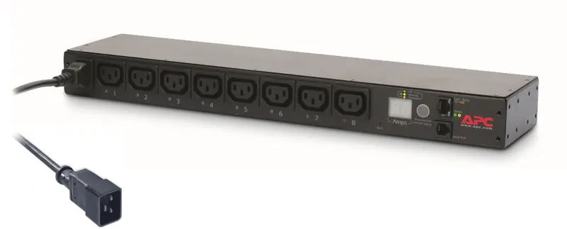PDU APC, 1U pt. rack 19 inch, 8 prize IEC, intrare IEC, max 16 A, cablu 2.5 m, negru, „AP7921B” (timbru verde 4 lei)