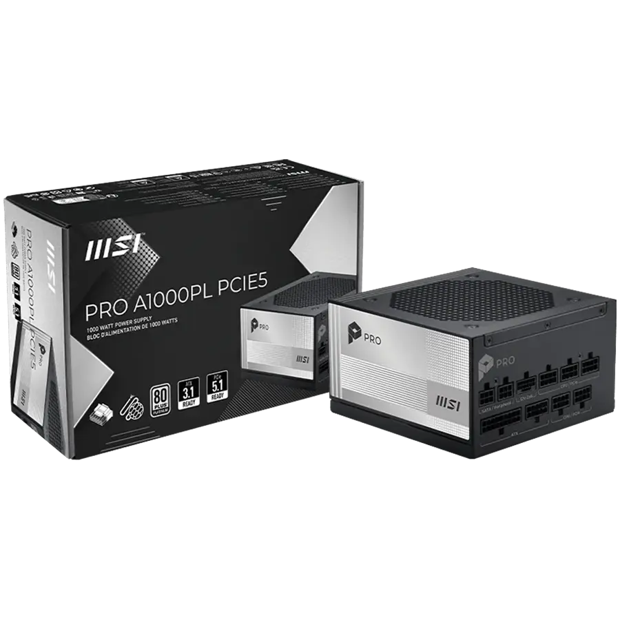 Sursă PC MSI PRO A1000PL PCIE5 1000W 80 Plus Platinum