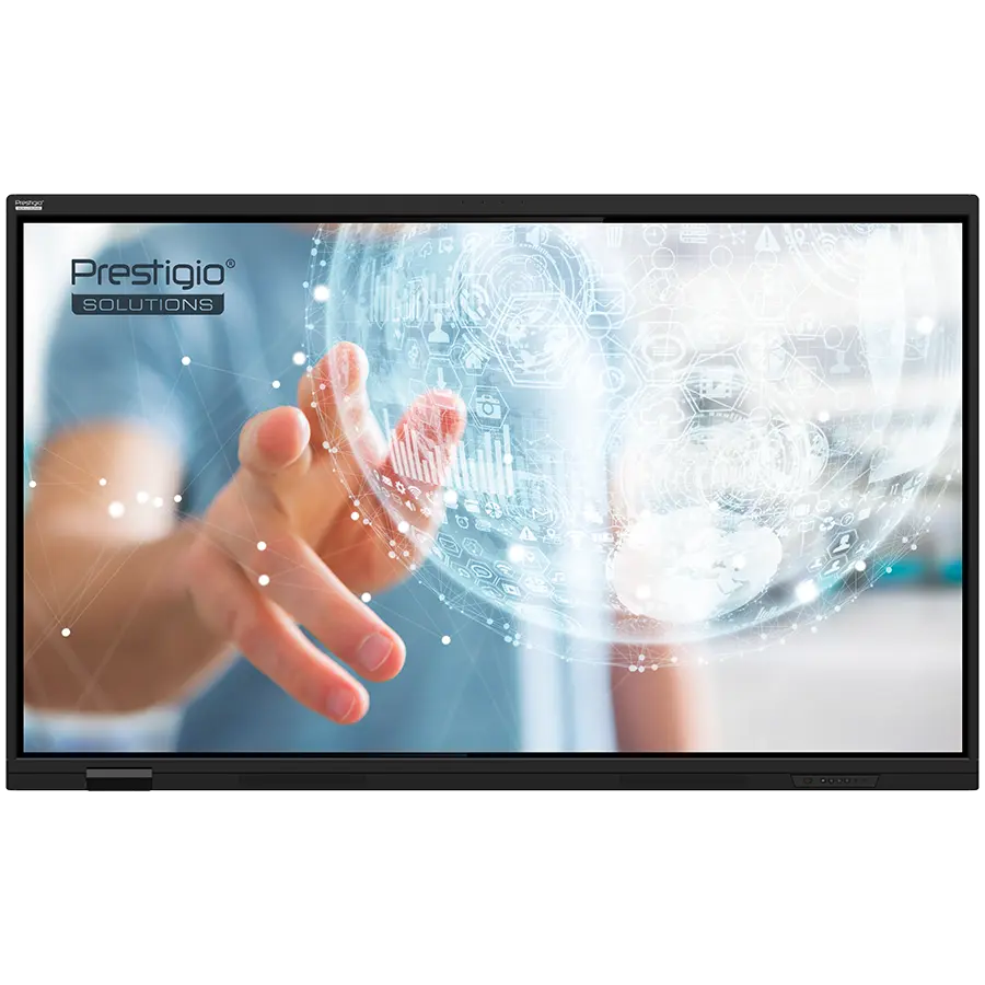 PRESTIGIO SOLUTIONS Multiboard 75-inch Light Series Gen 7, Android 14, Google EDLA, AI button, 8/128GB, 50TP, black