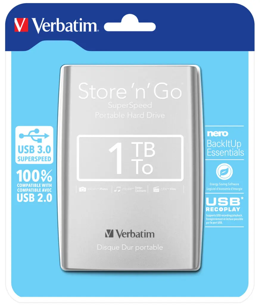 HDD extern Verbatim StoreNGo 1TB USB 3 0 silver