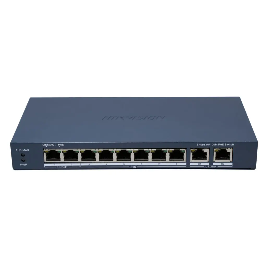 Switch Hikvision DS-3E1310HP-EI-B 8 porturi PoE smart