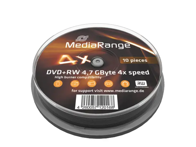 MediaRange DVD RW 4 7GB 10 buc cakebox 4x