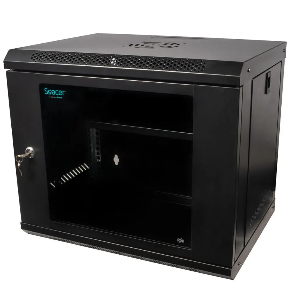 Cabinet rack Spacer 9U 500×400 negru perete SPCW-9U-400-BK-02