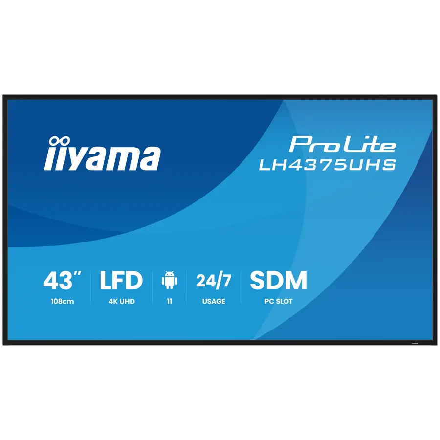Iiyama ProLite LH4375UHS-B2AG 43″ (42.5″ viewable) LED-backlit LCD BUILT IN MEDIA  PLAYER SDMM Slot PC 4K UHD (2160p) 3840 x 2160 BLACK