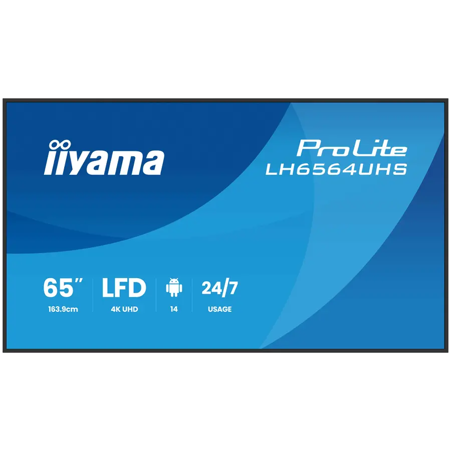 IIYAMAL LFD LH6564UHS-B1AG 65″ 4K UHD VA 3840×2160 500cd 5000:1 6.5ms Android 14 OS, iiSignage2, iiControl, iiShare, EShare, FailOver landscape, portrait