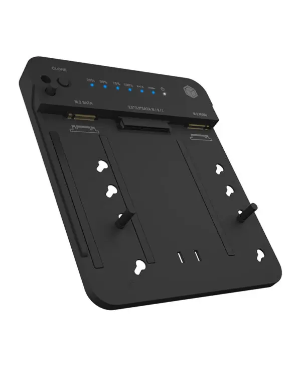 DOCKING STATION Icy Box, pentru clonat de la HDD/SSD 2.5″ si 3.5″ SATA, la M.2 PCIe NVMe SSD, bidirectional, LED, USB 3.2 Gen2 Type-C, negru, „IB-2915MSCL-C31” 9timbru verde 0.8 lei)