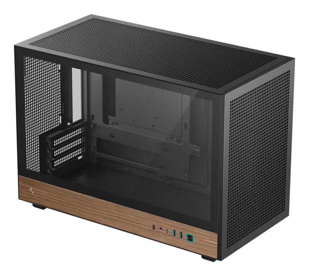 Carcasa DeepCool CH260 Wood Black Mini Tower High-Airflow Negru