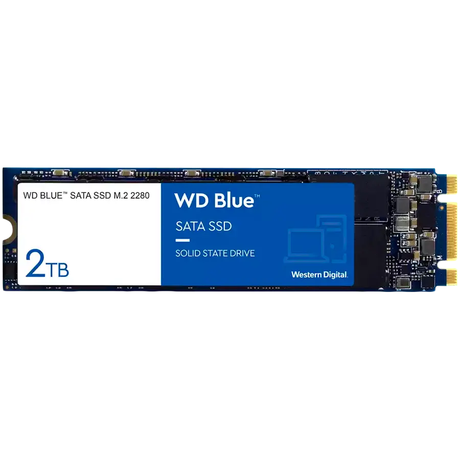 SSD WD Blue SA510 2TB SATA, M.2 2280, Read/Write: 560/520 MBps, IOPS 87K/83K, TBW: 500 „WDS200T3B0B-00C7C0”