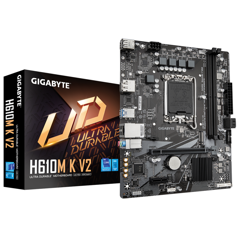 Placa de baza Gigabyte H610M K V2, LGA 1700, DDR5, mATX, Negru