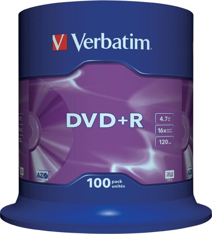 DVD+R Verbatim 16X, 4.7GB, spindle 100 buc.