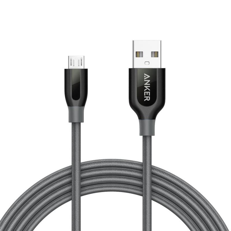 Cablu de date Anker PowerLine+ Nylon, MicroUSB, 1.8 m, Gri