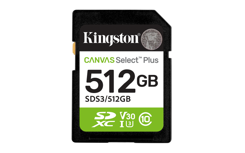 Card Kingston Technology 512GB SDXC Canvas Select Plus Gen3 150MB/s C10 UHS-I U3 V30