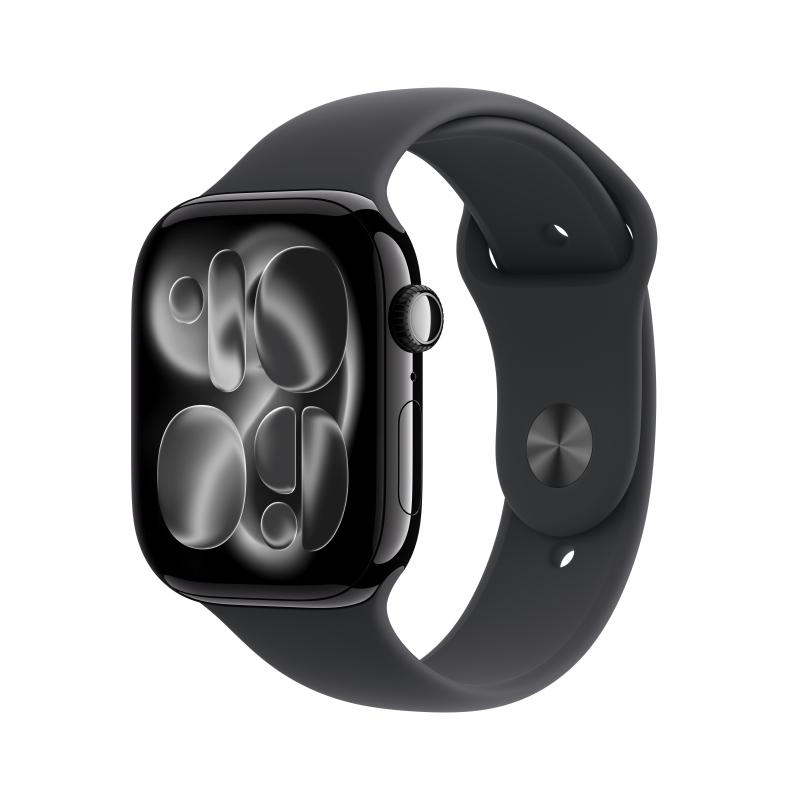 Apple Watch 11 GPS + Cellular, Carcasa Jet Black Aluminium 46mm, Black Sport Band – S/M