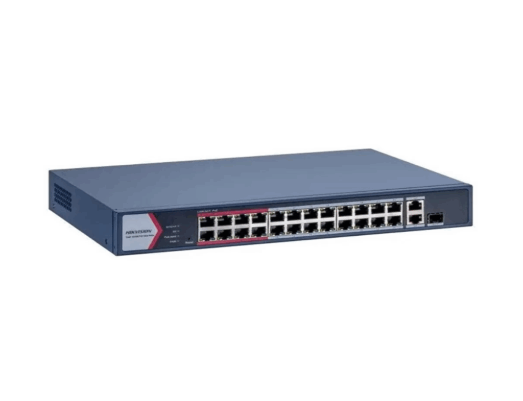 Switch PoE Hikvision DS-3E1326P-EI/M: 24 × 10/100 Mbps PoE port,1