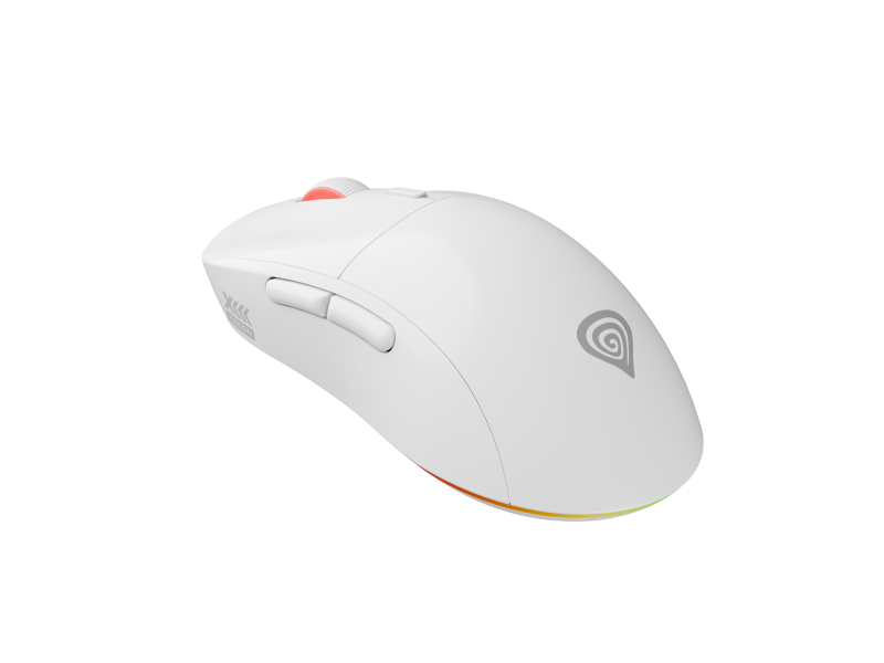 Mouse Gaming Wireless Genesis ZIRCON XIII, 26.000 DPI, 1.0000Hz, 50G, Senzor PIXART PMW3395, Switch-uri HUANO, KAILH 4.0 & 8.0 @ 80M, Software, Butoane Programabile, 77gr., Baterie Reincarcabila USB-C, Alb