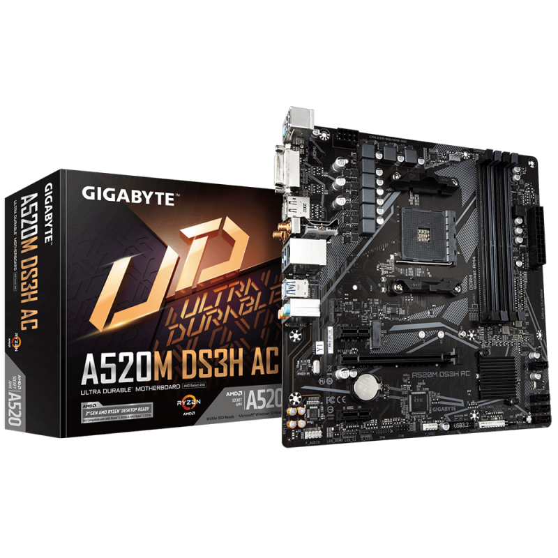 Placa de baza Gigabyte A520M DS3H AC, AMD A520, Socket AM4, mATX