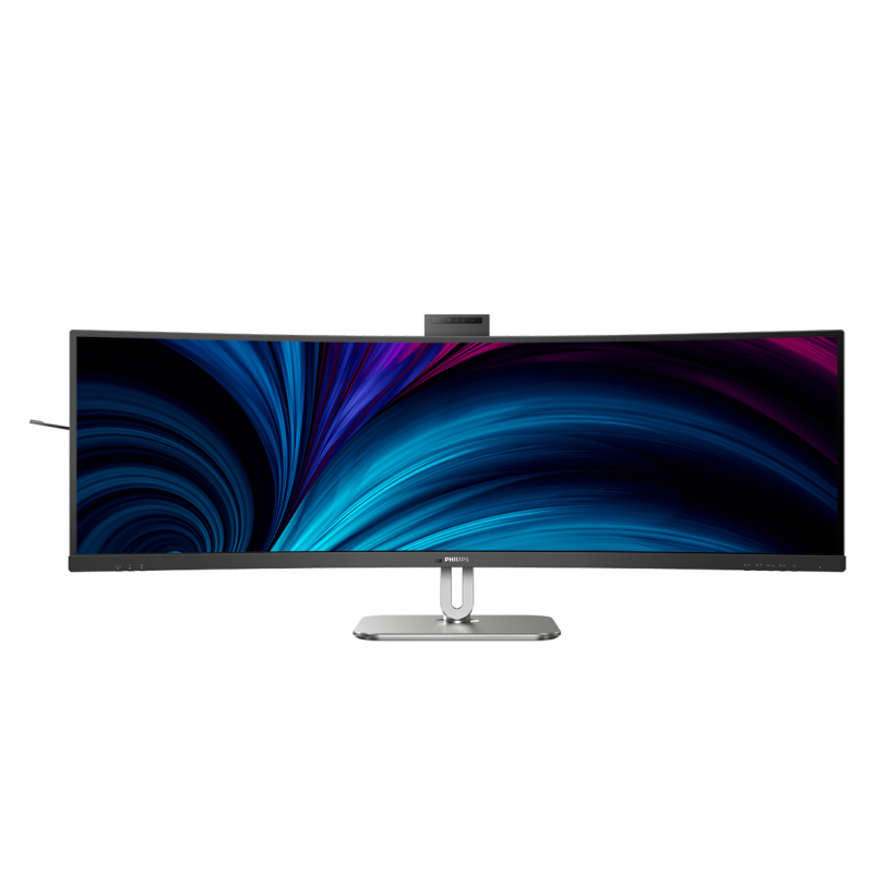 Monitor Philips Curbat, 48.8″, VA, DQHD, 75Hz, 4ms, HDR400, FlickerFree, Boxe 3W x 2, Webcam, HA, HDMI, DisplayPort, USB, hub, USC-C, KVM, RJ45, 49B2U5900CH/00, Negru