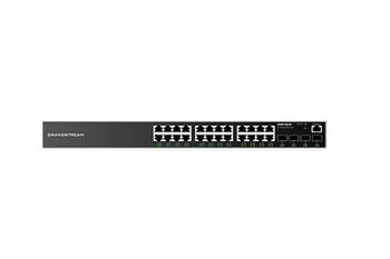 Switch, Grandstream, 24 Porturi RJ45, 4 Porturi SFP, Gigabit Ethernet, Indicator LED, 56 Gbps, Montare rack, IEEE 802.3, Negru