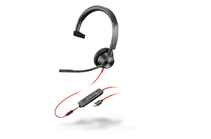 Casca cu microfon Poly by HP Blackwire 3315, 3.5mm jack/USB-C/USB-A, Black