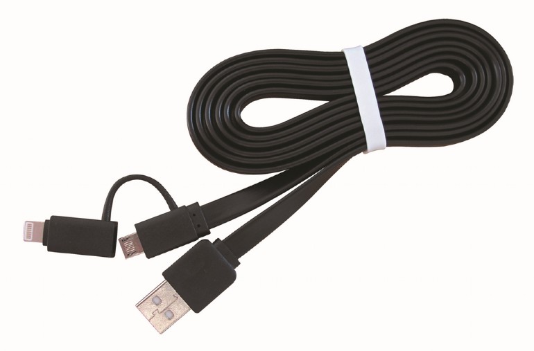 Cablu alimentare si date Gembird, 2 + 1, USB 2.0 (T) la tip Lightning (T) + Micro-USB 2.0 (T), 1m, Negru, CC-USB2-AMLM2-1M