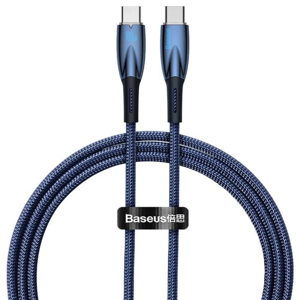 Cablu Date Incarcare Baseus Glimmer Usb-C La Usb-C 100W, Textil, Lungime 1M, Albastru 2 Cablu Date Incarcare Baseus Glimmer Usb-C La Usb-C 100W, Textil, Lungime 1M, Albastru - imagine 2