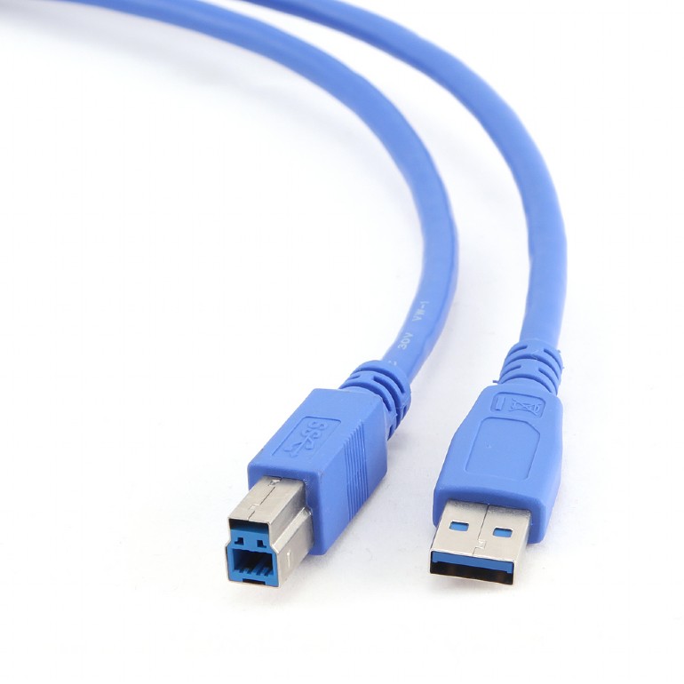 Cablu USB Gembird pentru imprimanta, USB-A 3.0 la USB-B 3.0 1.8m, conectori auriti, Albastru, CCP-USB3-AMBM-6