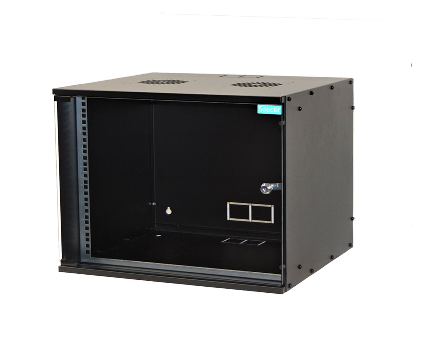 Cabiner spacer 19 4u montare pe perete 515 x 450 mm sticla decurizata otel 1.5mm sarcina maxima 100kg 2 Cabiner spacer 19 4u montare pe perete 515 x 450 mm sticla decurizata otel 1.5mm sarcina maxima 100kg - imagine 2