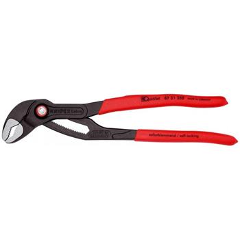 Cleste reglabil, KNIPEX Cobra QuickSet, 250 mm pentru instalatori, cleste papagal, dispozitiv autoblocare, manere plastic, cleste aligator, 87 21 250