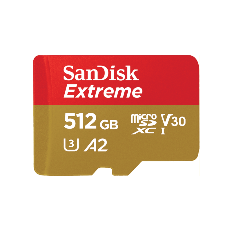 Card de memorie SanDisk Extreme microSDXC 512GB, pana la 190MB/s & 130MB/s Read/Write speeds A2 C10 V30 UHS-I U3 + SD Adapter