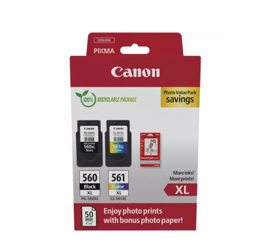 Canon pachet cartuse cearneala canon pg-560xl/cl-561xl photo value pack capacitate negru: 400 pagini/16ml