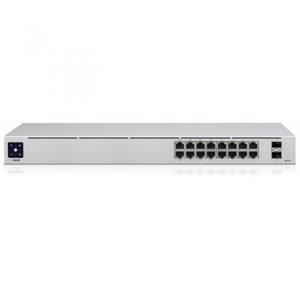 Switch Ubiquiti UniFi USW-16-POE, 8 porturi Gigabit PoE+, 8 porturi Gigabit PoE, 2 porturi Gigabit SFP