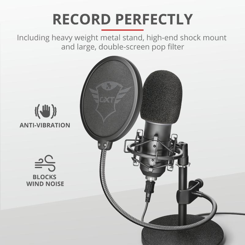 Microfon Trust Emita GXT252, pentru Streaming, Podcast, Youtube, cardioid, USB, Cablu 2m, negru 5 Microfon Trust Emita GXT252, pentru Streaming, Podcast, Youtube, cardioid, USB, Cablu 2m, negru - imagine 5