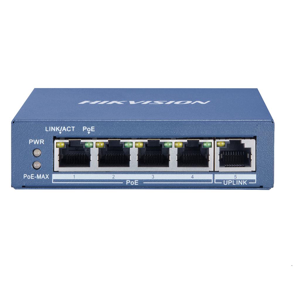 Switch 4 porturi PoE Gigabit, 1 port uplink RJ45 Gigabit – HIKVISION DS-3E0505P-E