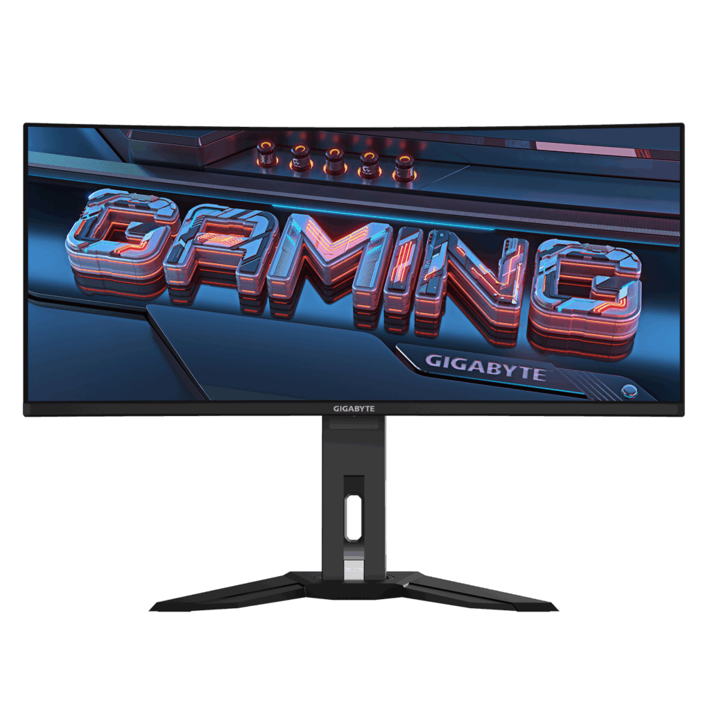 Monitor Gaming GIGABYTE MO34WQC, OLED, 34″, WQHD, 3440 x 1440, DisplayPort, HDMI, Boxe, Curbat, 175Hz, 0.03 ms, Negru