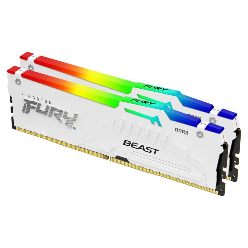 Memorie Kingston FURY Beast RGB White 32GB DDR5 6000MHz CL36 Dual Channel Kit