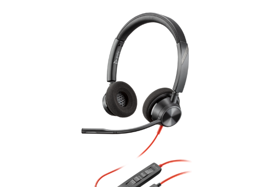 Casti PC Poly Blackwire 3320, stereo, USB-C + adaptor USB-C/A, negru