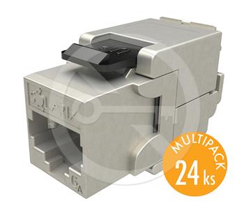 Conector Solarix CAT6A STP, set 24 bucati, 10G, auto-zavor, Argintiu