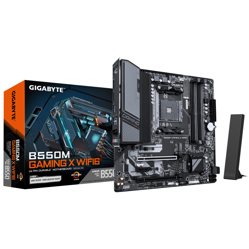 Placa de baza Gigabyte B550M GAMING X WIFI6, AM4, DDR4, BT, mATX, Negru