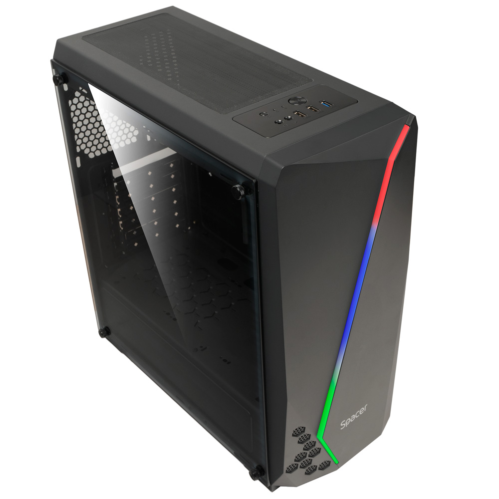 Carcasa SPACER FLASH, Mid-Tower, fara sursa, ATX, Black 2 Carcasa SPACER FLASH, Mid-Tower, fara sursa, ATX, Black - imagine 2
