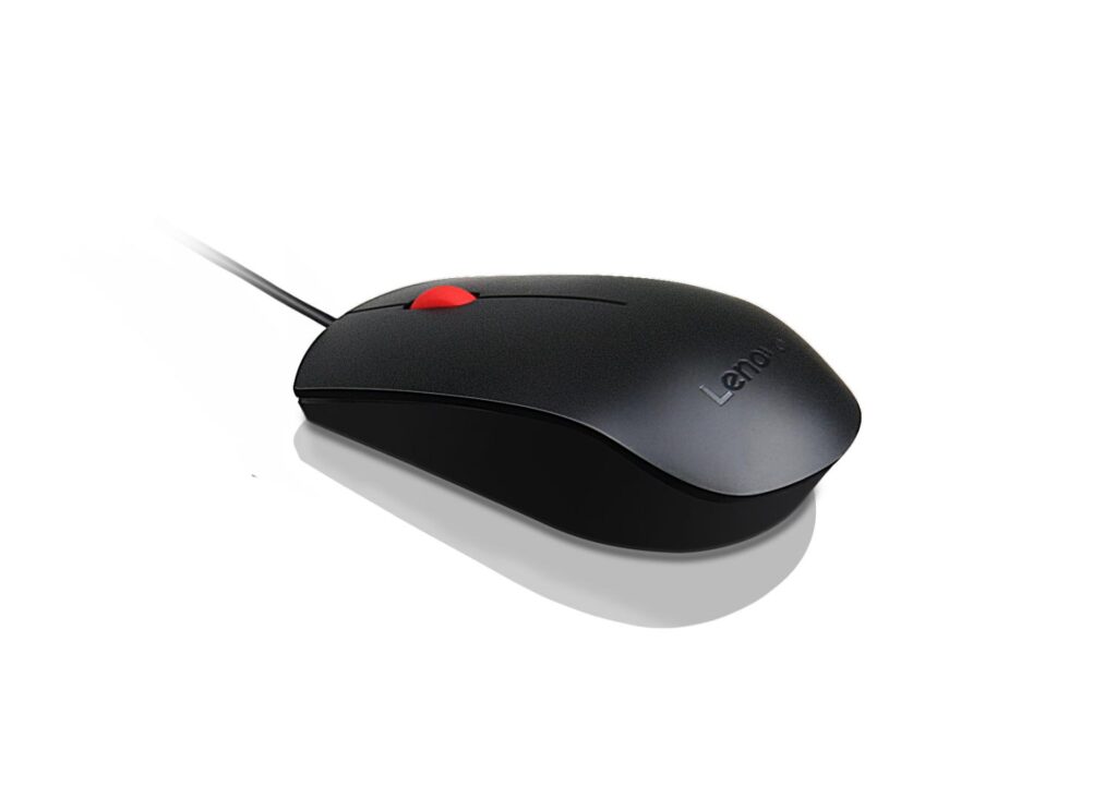 Mouse Lenovo Essential, USB, 1600DPI, Negru / Rosu