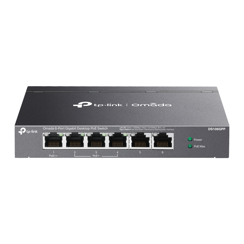 Switch TP-Link Omada DS106GPP, 6 porturi, Gigabit, PoE