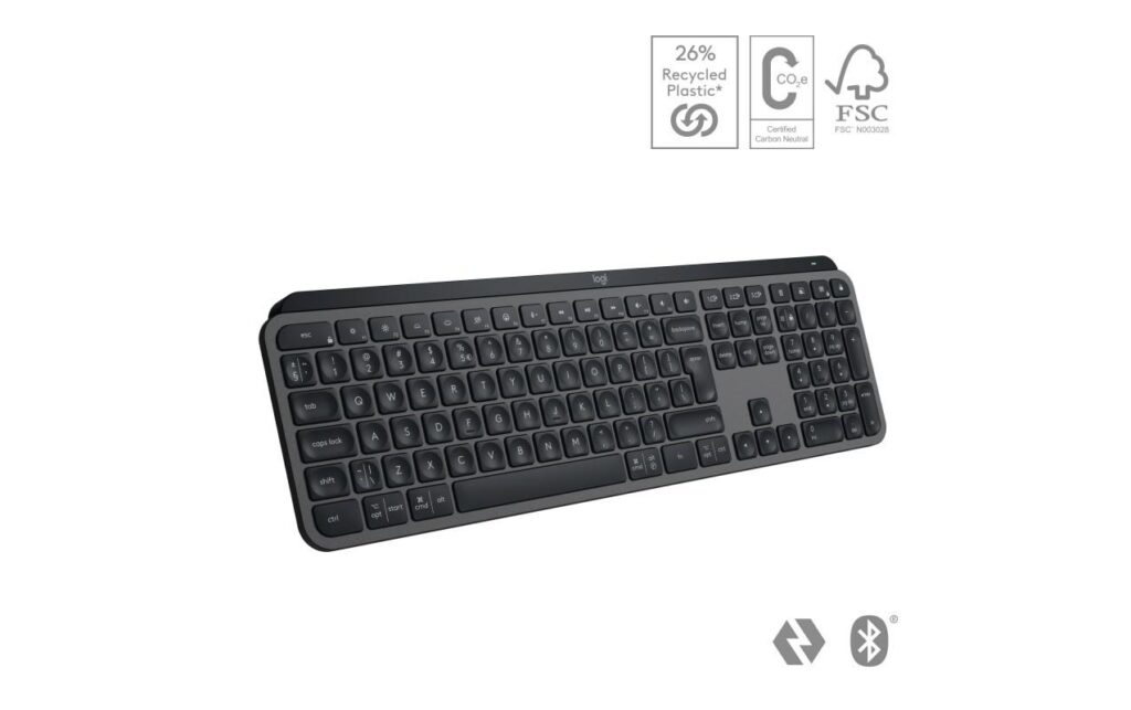 Tastatura wireless Logitech MX Keys S, Iluminare, 2.4GHz&Bluetooth, USB-C, US INTL layout, Graphite