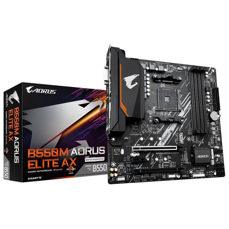 Placa de baza Gigabyte B550M AORUS ELITE AX, AM4, 4xDDR4, 128GB, Micro-ATX