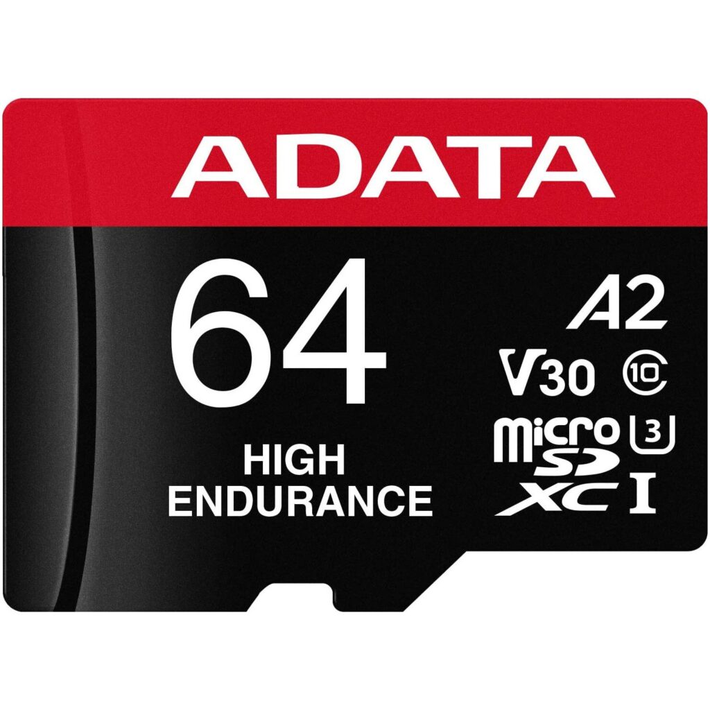 Card de memorie ADATA Endurance, MicroSDXC, 64GB, UHS-I V30, 100MB/s, Class 10 + Adaptor