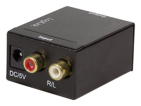 CONVERTOR audio LOGILINK, intrare: 2 x RCA, iesire: 1 x Toslink, 1 x Coaxial, 48KHz, alimentator extern 5V / 1A, black