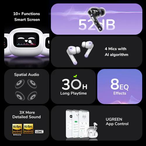 Casti Wireless EchoBuds HiTune T6 Magic, 10mm, Bluetooth 5.4, alb 5 Casti Wireless EchoBuds HiTune T6 Magic, 10mm, Bluetooth 5.4, alb - imagine 5